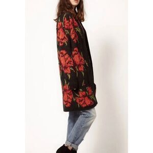 Free People Flower Power Floral Print Cardigan Mulberry Pink Purple Boho size S